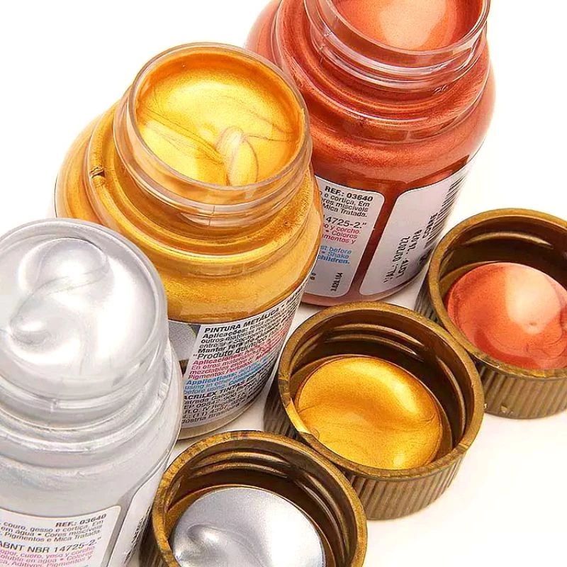 Conjunto de tinta acrílica metálica Maries 5 peças, pigmentos perolados coloridos ricos para artesanato brilhante