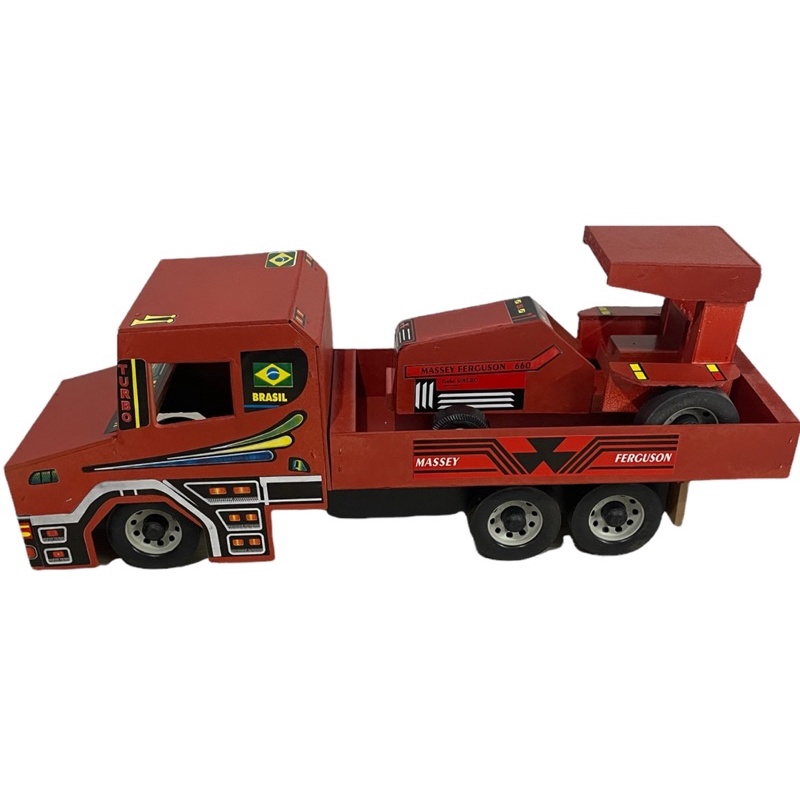 Brinquedo caminhão grande Madeira Infantil Personagens Bitrem Gabine bicuda  09 eixos