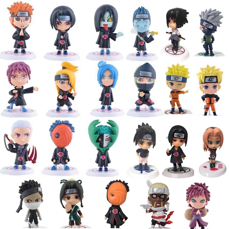 Compre Naruto infância três cabeças esculpidas rosto mutável anime figura  dos desenhos animados decoração de mesa ornamento modelo presentes