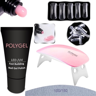 Kit Polygel Alongamento De Unha + Molde F1 + Lixa + Cabine Sun Mini Poligel Alongamento Unhas Poly Gel