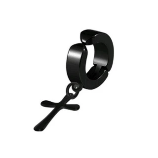 Brinco de Pressão Cruz Aço Inox Antialergico Cirurgico Argola com Crucifixo Masculino1 unidade-PROMOÇÃO