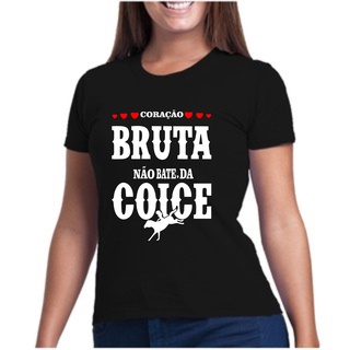 Camisa Camiseta Feminina Coração De Bruta Country Baby Look