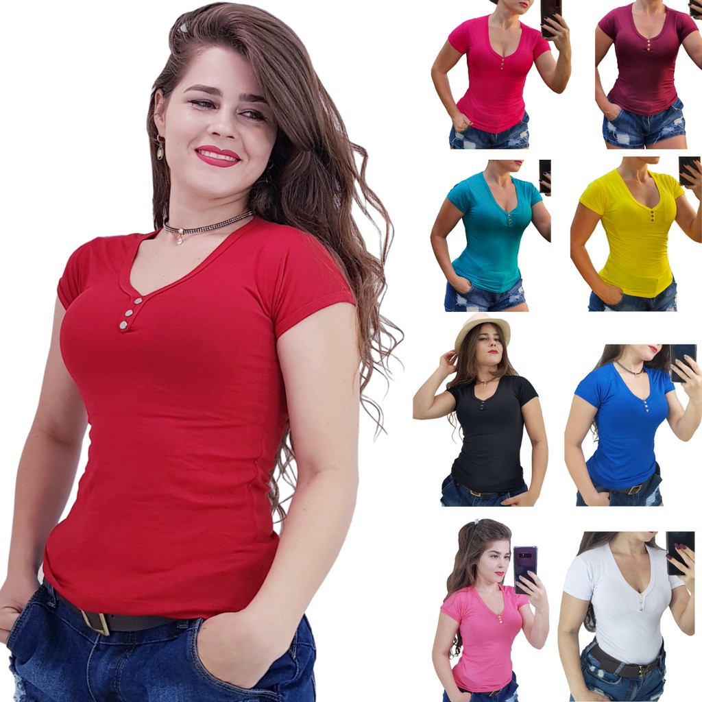 Kit 2 Blusas Feminina Calor Manga Curta Verão 2023 Promoção