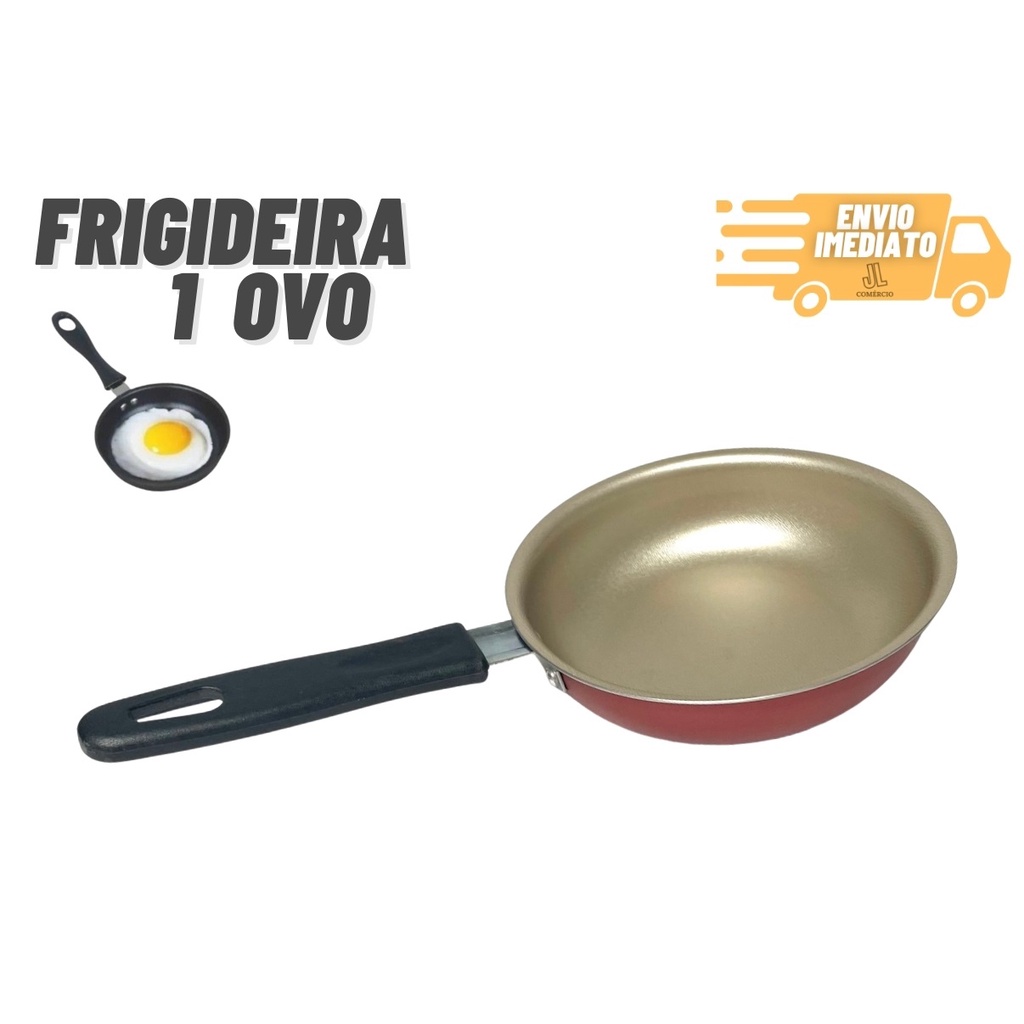 Frigideira Antiaderente Teflon 12 cm Fritar 1 Ovo Vermelha