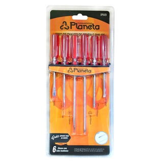 Jogo de Chaves de Fenda e Philips -6pçs com Suporte