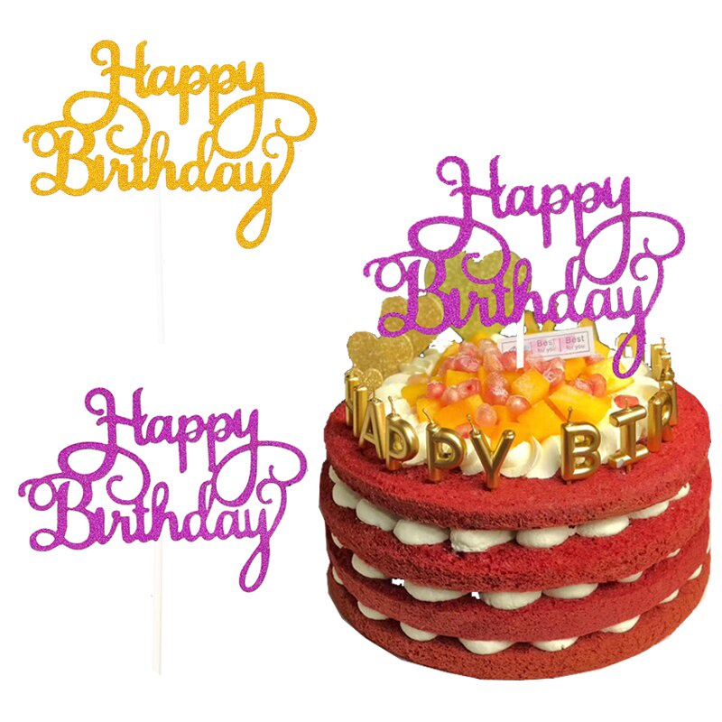 Topo De Bolo Feliz Aniversário Glitter Cupcake Toppers De Fontes Do ...