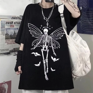Camiseta T-shirt Algodao Caveira Esqueleto Punk Shull Butterfly Unissex