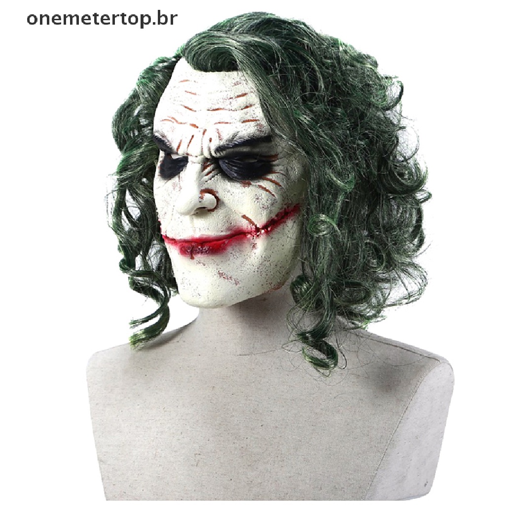 onemetertop Máscara De Halloween Coringa Cosplay Horror Assustador De Palhaço Com Cabelo Verde