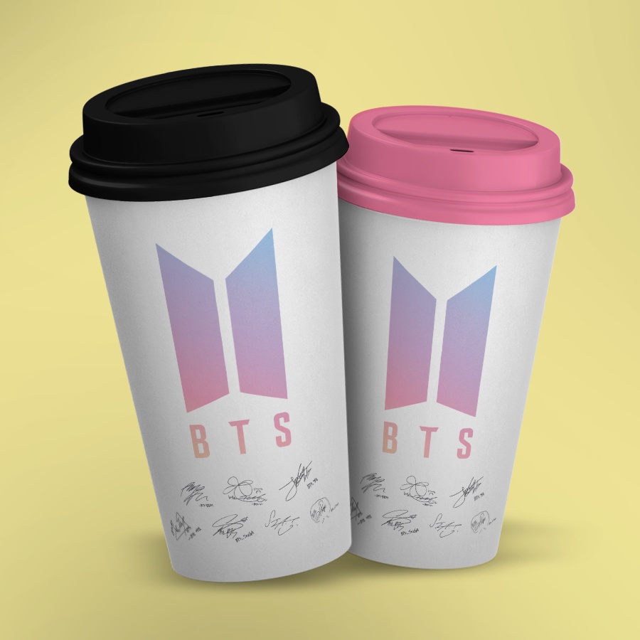 Copo Bucks Assinaturas BTS | Shopee Brasil