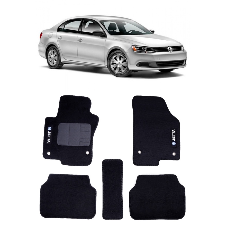 Tapetes Pretos Para Volkswagen Jetta 2011 a 2017 Com Bordados em Carpete Em estoque