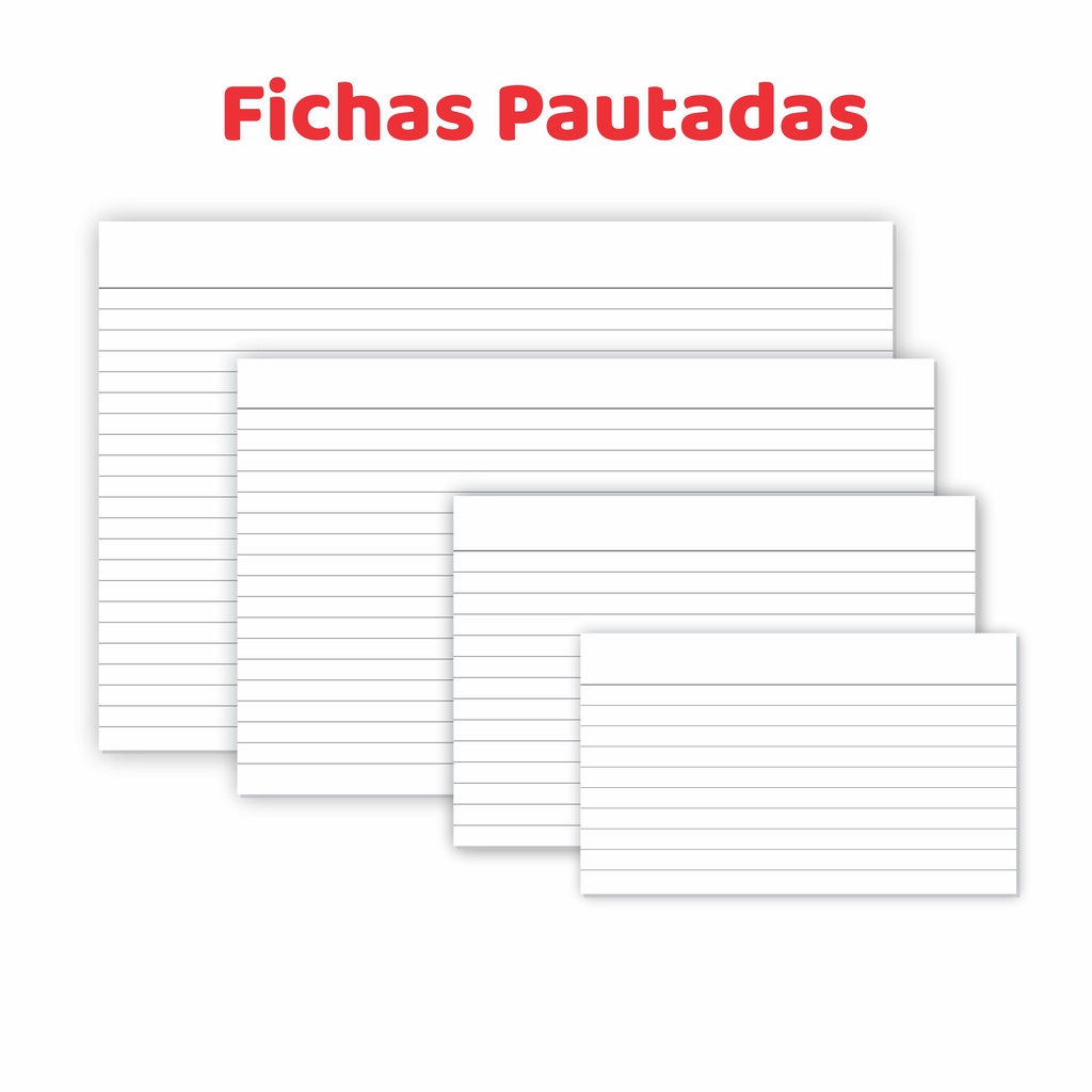 Fichas Pautadas em Papel Cartão para Anotações Tamanhos 3x5 4x6 5x8 6x9