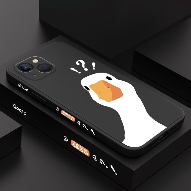 Capa Para Telefone De Pato IPhone 13 12 Mini Pro Max Silicone Líquido Padrão Lateral