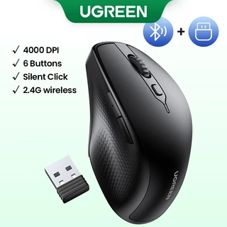 UGREEN Mouse Ergonômico Bluetooth Sem Fio Com 5 Botões Silenciosos 2.4G 5.0 E Mini Receptor USB DPI De 4 Níveis