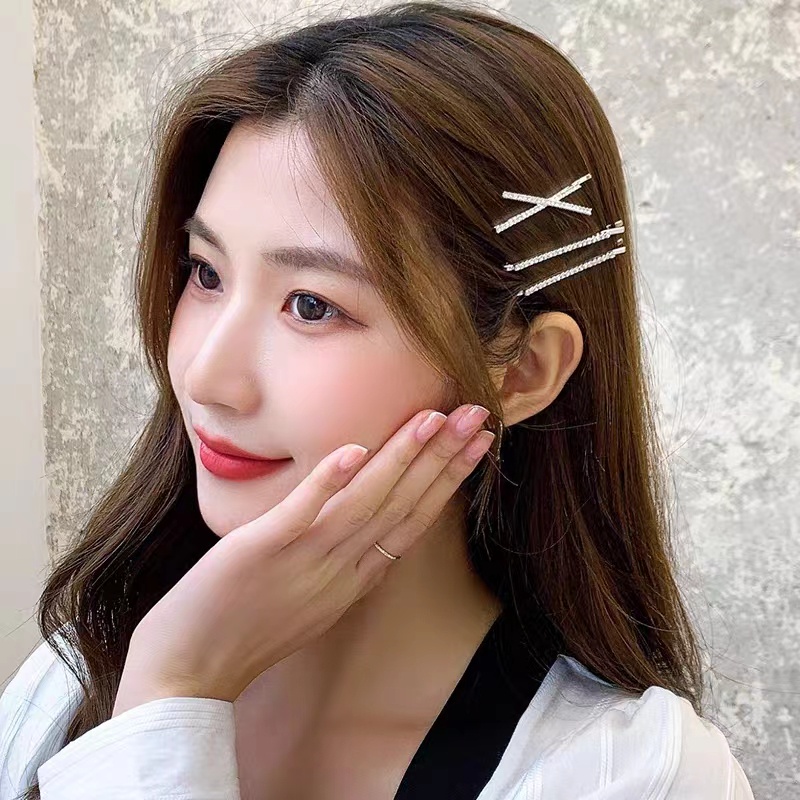 Clip De Cabelo Coreano Metal Plano Diamante Acessórios Feminino ...