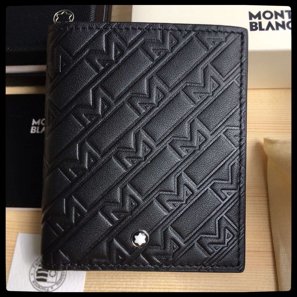 Carteira De Couro De Vaca Montblanc De Camada Superior Masculina Forte Série Preta Porta-Cartões De Visita