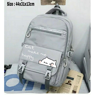 Mochila Feminina Coreana Gatos me Fazem Feliz Escolar Meninas Sling Bag Simples Para