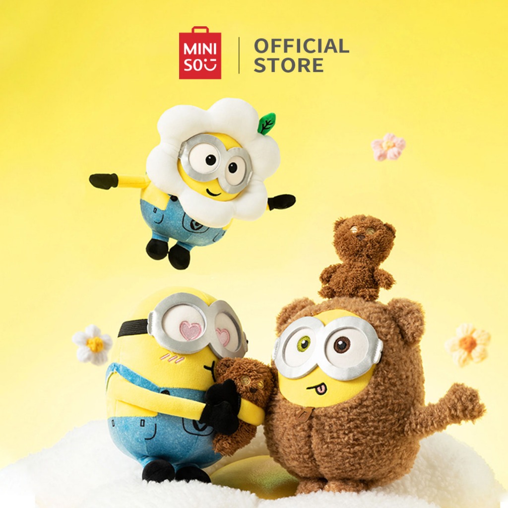 Miniso x Bob + Tim Coleção Plush Toy Minions Traje Hugging Team Urso ...