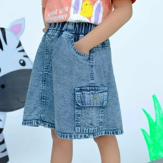 Calças De Ganga De Carga Infantil Saias Curtas Para Crianças Meninas Bolso jeans