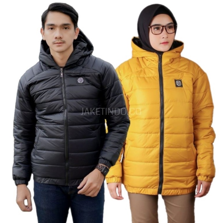 Jaqueta Masculina Puffer Com Capuz Recorte Vermelha