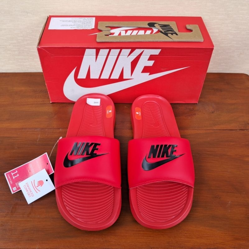 Womens red nike sales slides