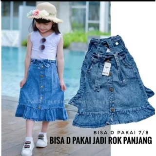 Saia jeans Infantil , Com Babados , Parte Inferior De 4 A 10 Anos