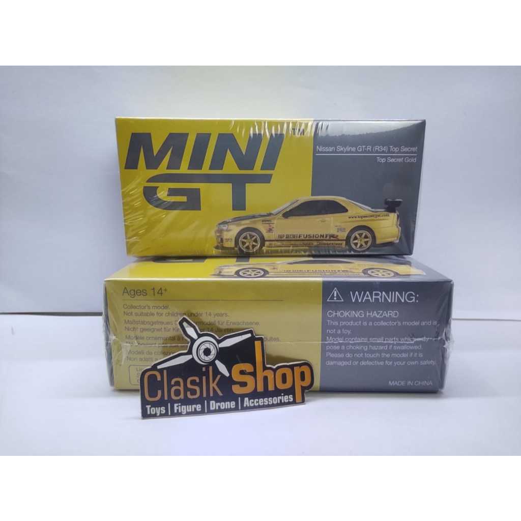 Mini GT Nissan Skyline GTR R34 Top Secret Gold Japão Exclusivo