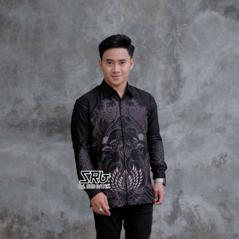 KEMEJA KATUN HITAM Cupu FASHION STORE-Men's BATIK Camisa De Manga Comprida E Curta MOTIF Algodão PREMIUM Preto