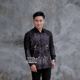 KEMEJA KATUN HITAM Cupu FASHION STORE-Men's BATIK Camisa De Manga Comprida E Curta MOTIF Algodão PREMIUM Preto