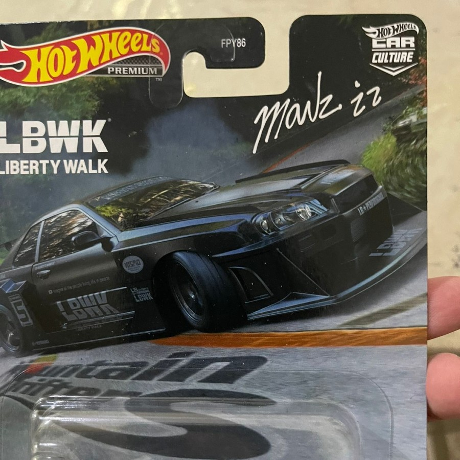 Hot Wheels Rodas Quentes Nissan LBWK Skyline R34 Silhouette Chase Sinalização Cartão Raro HW