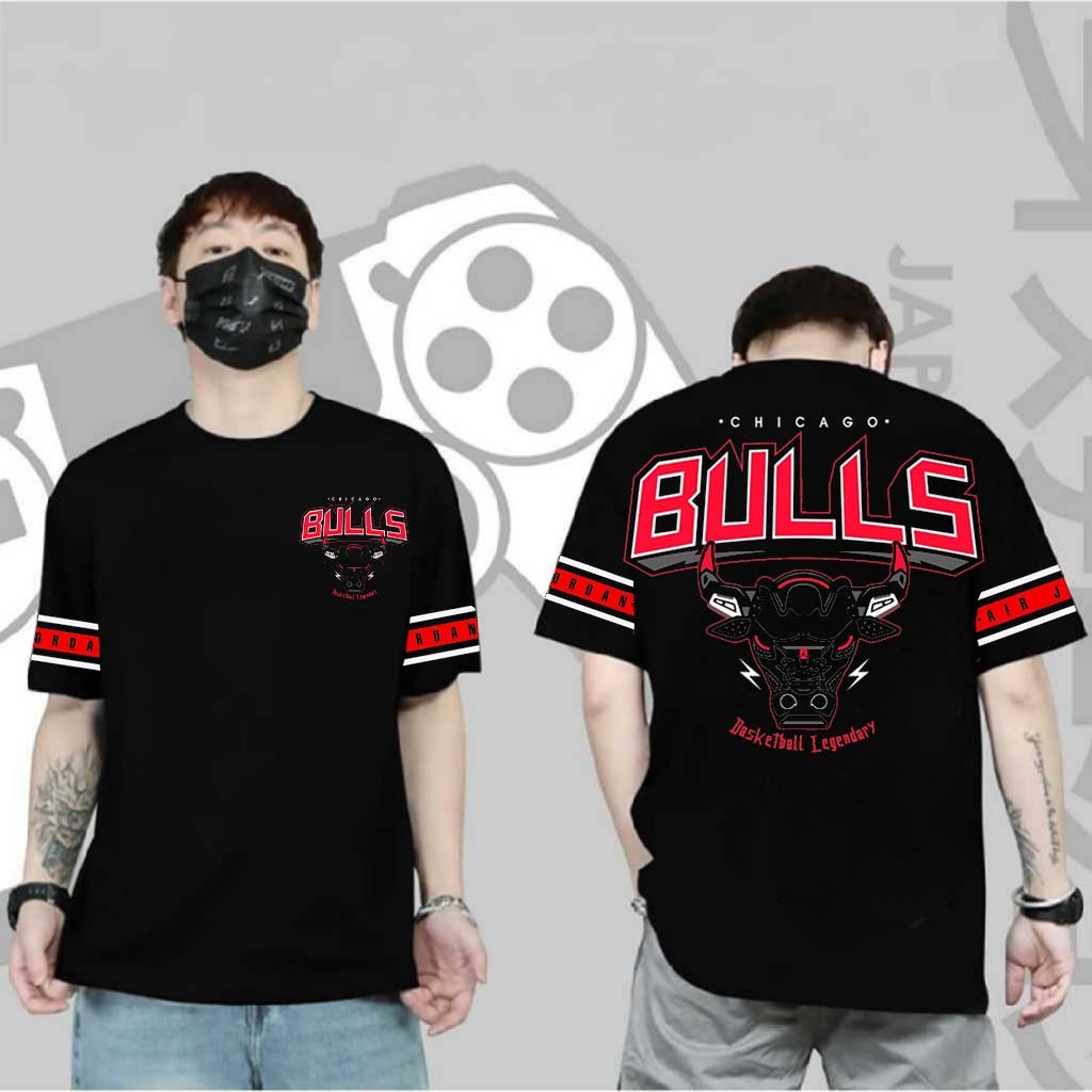 Chicago BULLS T-SHIRT/Bull Pattern Current Topo Masculino Feminino/Distro Impressão Em Tela Sobre Mangas