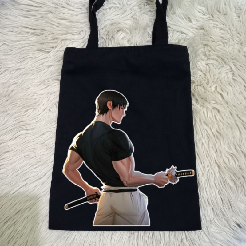 HITAM Saco Totebag Preto Zipper Toji Fushiguro Anime Jujutsu Kaisen 100 ...