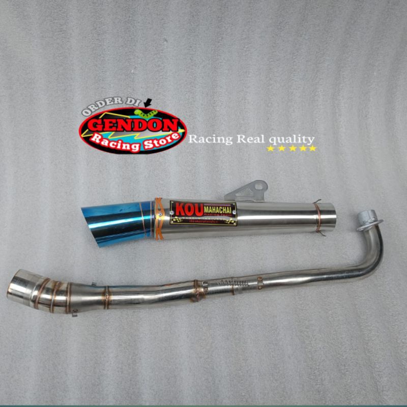 Sistema Completo De Exaustão KOU Mahachai Pop110 i Pop125 Pop100 Biz125 Biz100/110 Tubo De Aço Inoxidável 51mm Recipiente De Entrada