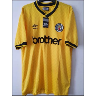 Jersey retro Man city Terceira Cidade 89/90 Yellow Brother/Classicjersey/Citizens