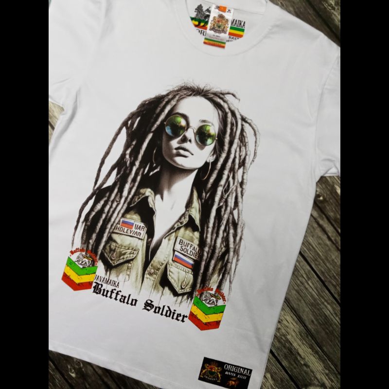 Camiseta PUTIH Reggae RASTA BUFFALO SOLDIER GIRL ORIGINAL JAVAMAIKA ...