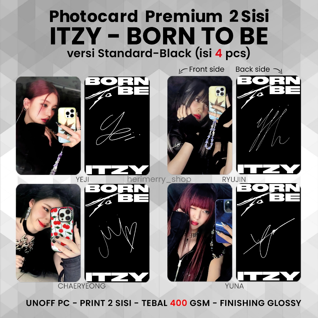 Contenção 4 PCS) Cartão Fotográfico ITZY BORN TO BE-Premium De 2