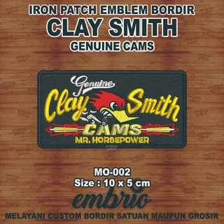 MO-002 Patch CLAY SMITH CAMS Emblema Bordado Logotipo mr horse power Peça De Moto Genuína-10x5cm-Embrio Ferro Em Remendo