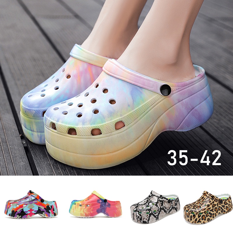 Novo Calcanhar Feminino Impresso De Alta Qualidade Para De Cunha De Mulher Clogs Croc shoes 35-42
