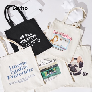 Lovito Bolsa Tote de Lona de Algodão Reutilizável Moderna Gráfico Casual Leve L30BA11