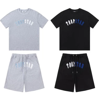 Novo Estilo Trapstar Toalha Azul Branca Bordada Esportiva Casual Camiseta de Manga Curta Unisexo