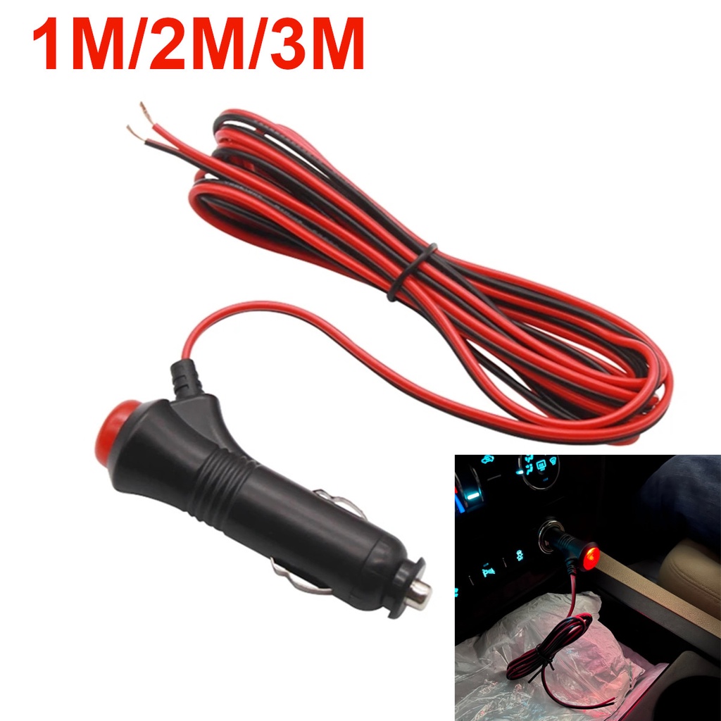 Cabo De Extensão De 1m/2m/3m Carro De Motocicleta Isqueiro Para Caminhão Tomada Com Interruptor De Botão ON/OFF