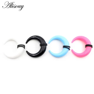 Alisouy 2PC Maca Cônica Em Forma De C Acrílico Branco Preto Com O-Rings Orelha Pincher Anéis De Septum Jóias Perfurantes 1.6mm-16mm