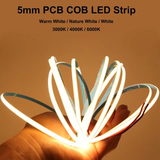 Xnbada 5mm Fita LED Super Fina COB 384LEDs/m Barra De Luz Flexível Macia Branco Quente E Frio Para Iluminação Decorativa 3000K 4000K 6000K DC12V/24V