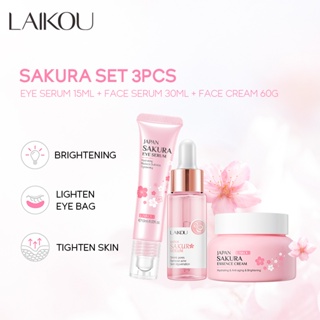 LAIKOU Sakura Soro Rolante Para Os Olhos Remove Rugas Creme Conjunto De Cuidados Com A Pele Facial 3pcs