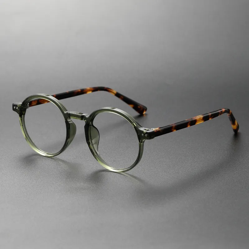Moldura De Óculos Redondos De Moda Homens De Acetato Mulheres Ópticos Vintage Retro