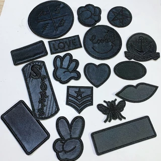 Adesivos De Couro Preto Bordado Applique Autocolantes Costura Ou Ferro Sobre Patch Para Mochila E Jeans Acessórios De Vestuário De Bricolagem Almofada De Assento Reparo