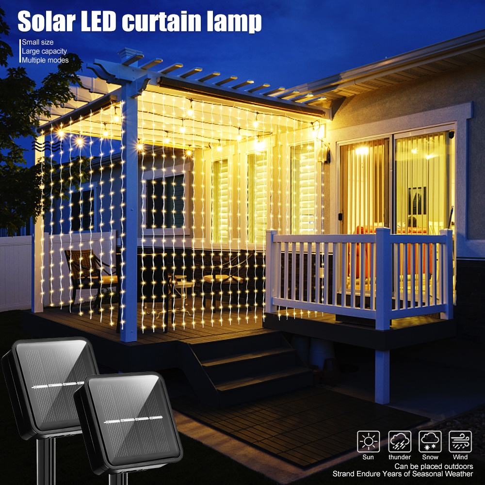 Cortina Solar À Prova D'água Usada Para A Decoração Da Festa De Natal E Primavera Luz Das Fadas