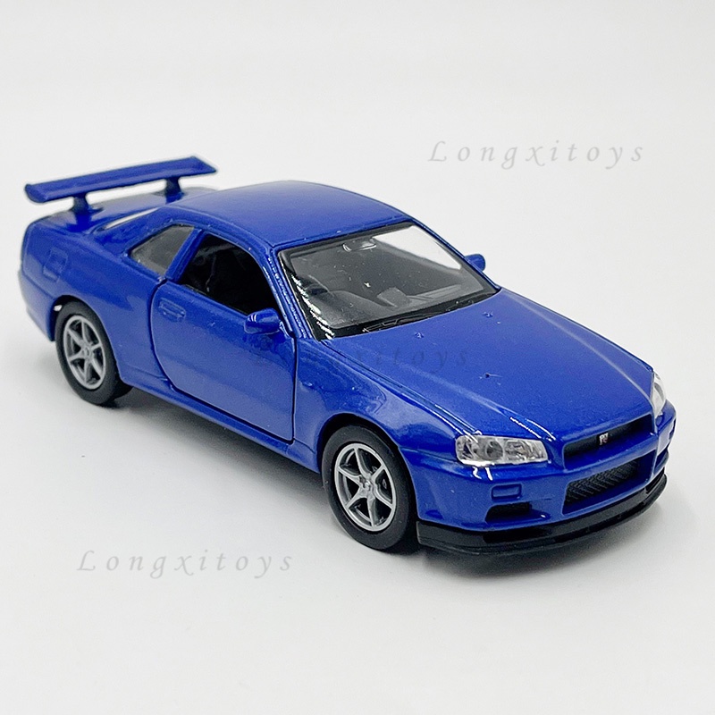 Welly 1 : 36 Modelo De Brinquedo De Metal Diecast Toy Nissan Skyline GT-R (R34) Pull Back Car Presentes Para Crianças