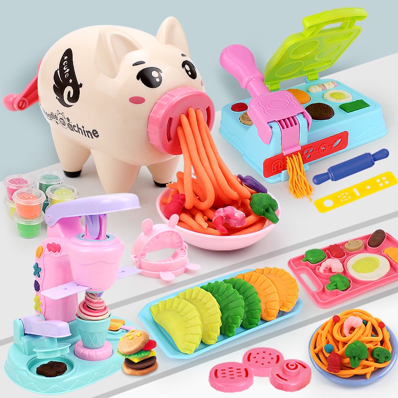 PUXIDA-Jogar Massa para Crianças, Plasticina, Argila Colorida, Sorvete,  Máquina De Macarrão, Brincar De Casa, Conjunto De Brinquedos De Cozinha,  Presente Para Crianças