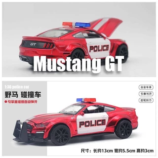 Die-cast Carrinho de Polícia metal mustang GT escala 1：36 bate abrir o capô