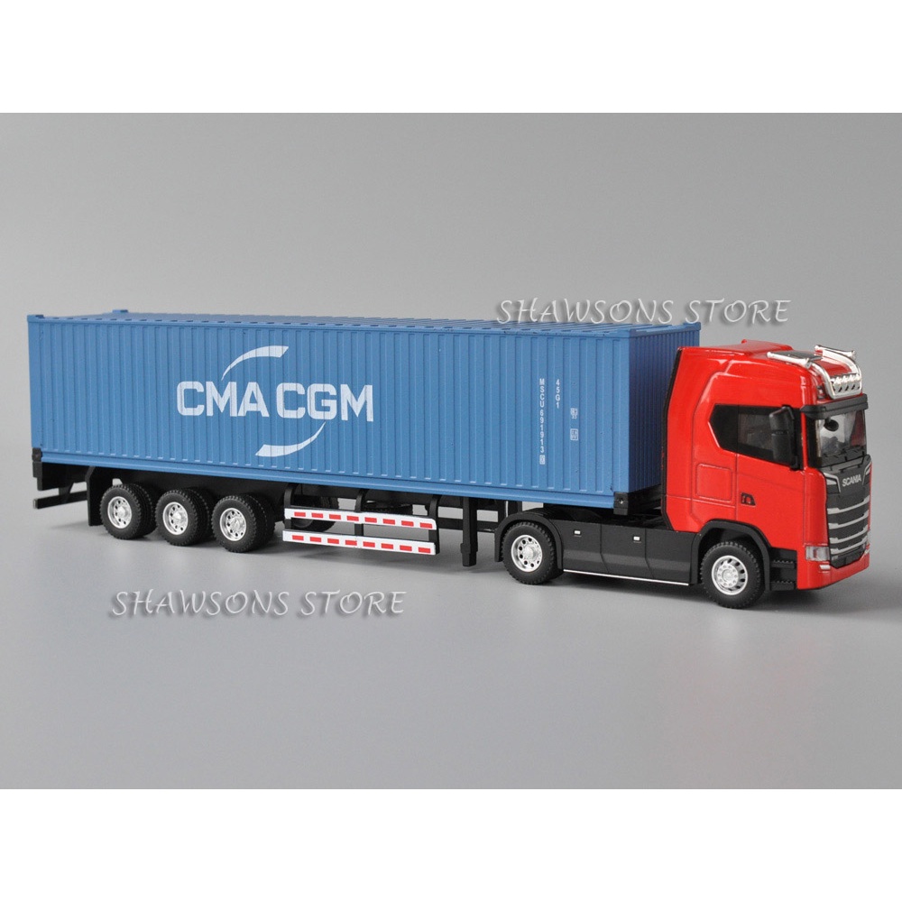 1 : 50 Balança Diecast Modelo Truck Toys Scania S730 Trator Com Semi-Trailer Pull Back Sound Lights Miniatura Réplica